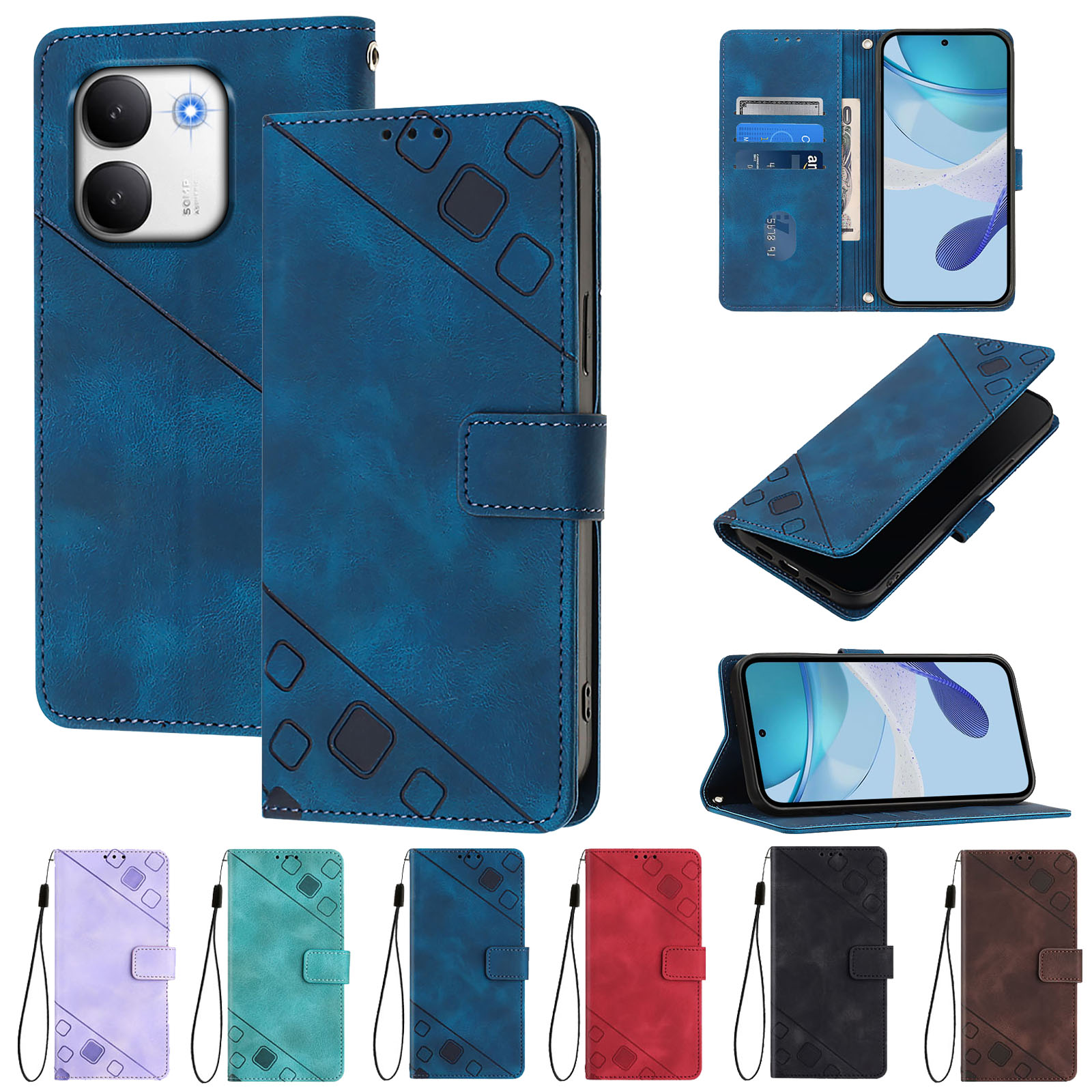 Leather Folio Wallet Case - Luxury Leather Wallet Phone Case for