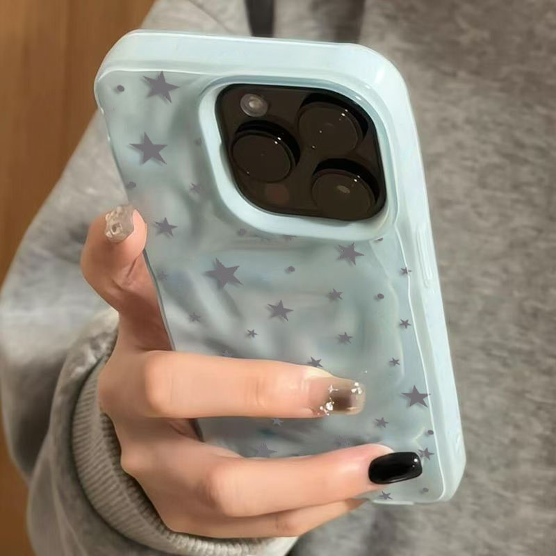 Phone Cases Cute Iphone 13 - Minimalist Cute Star Wave Texture Phone