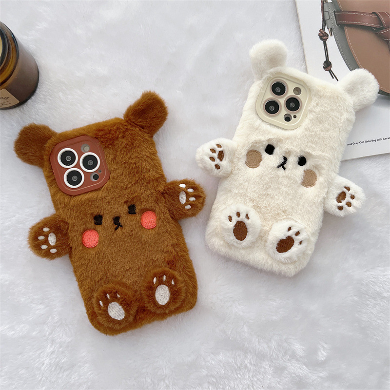 Korean 3D Cartoon Bear Fluffy  - огляд і ціна Phone Cases Iphone 16