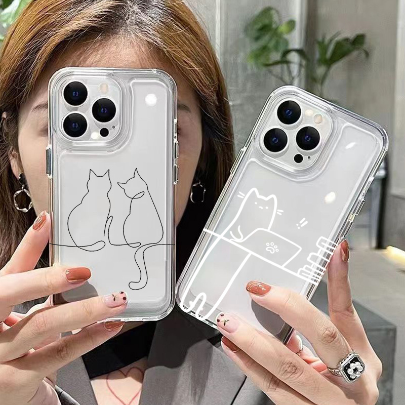 Cute Line Cat Anti-drop Phone  - огляд і ціна Phone Cases Cute