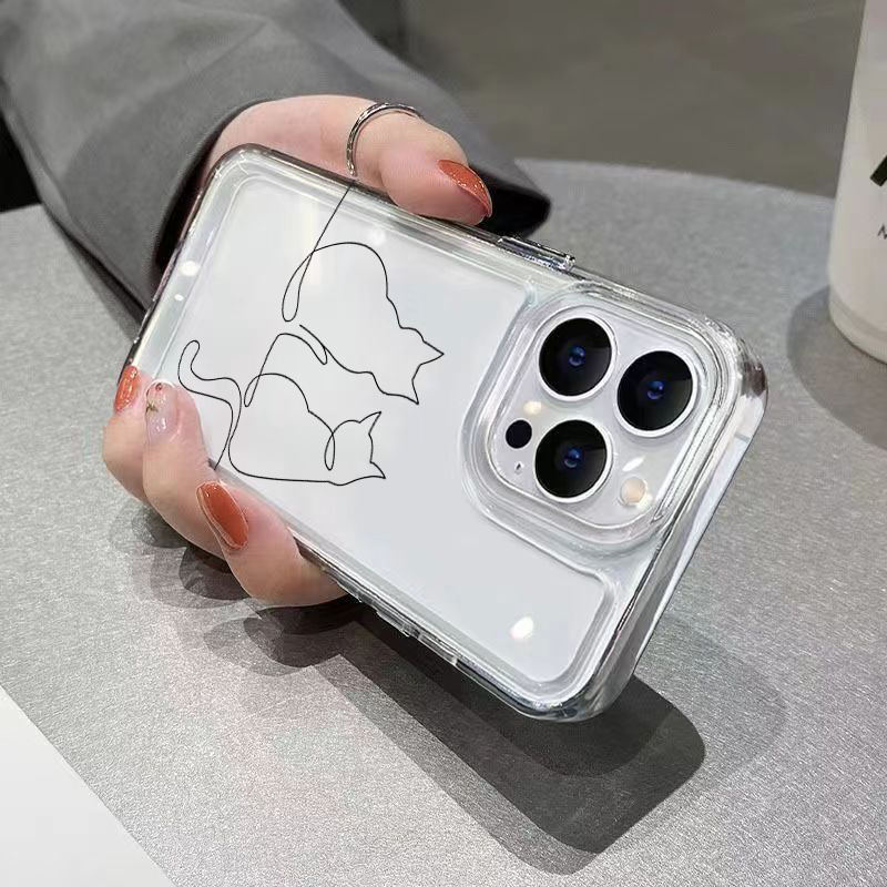 Cute Line Cat Anti-drop Phone  - огляд і ціна Phone Cases Cute