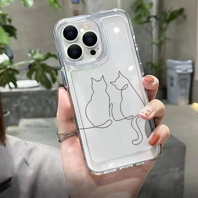 Cute Line Cat Anti-drop Phone  - огляд і ціна Phone Cases Cute
