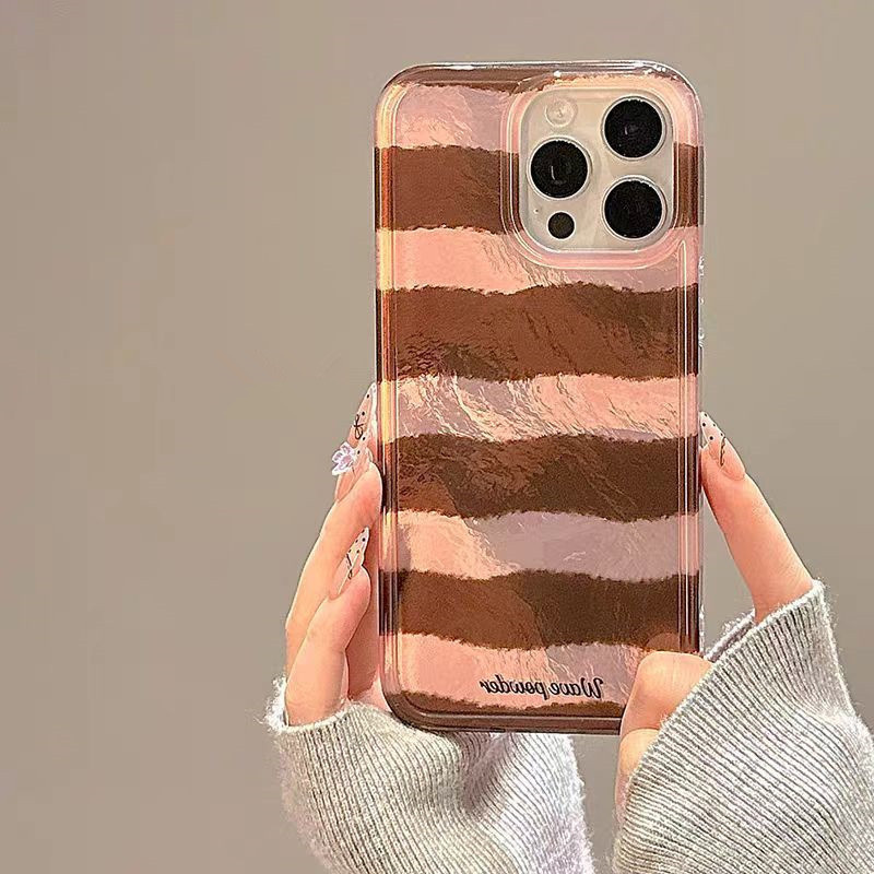Brown Stripe Print Tinfoil Tex - огляд і ціна Phone Cases Brown