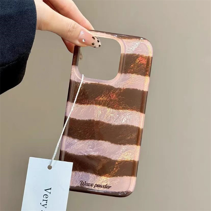 Brown Stripe Print Tinfoil Tex - огляд і ціна Phone Cases Brown