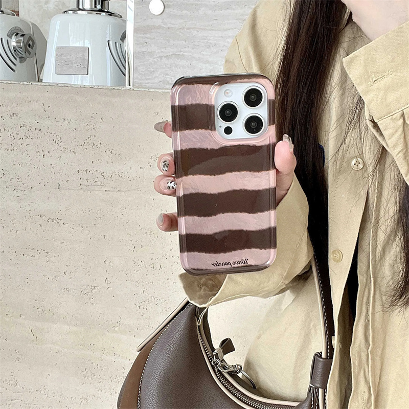 Brown Stripe Print Tinfoil Tex - огляд і ціна Phone Cases Brown