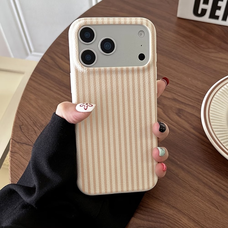 Brown and White Striped Lychee - огляд і ціна Phone Cases Brown