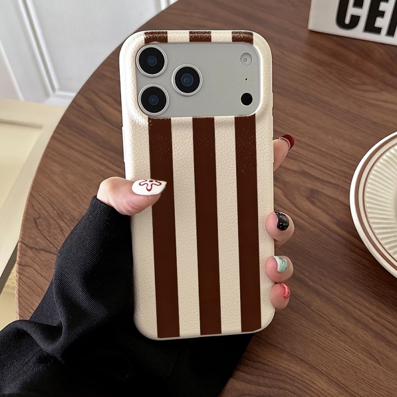 Brown and White Striped Lychee - огляд і ціна Phone Cases Brown