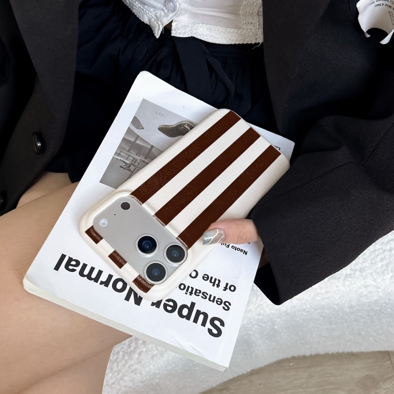 Brown and White Striped Lychee - огляд і ціна Phone Cases Brown