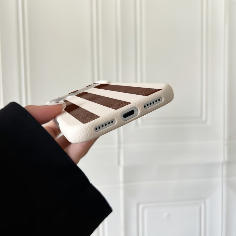 Brown and White Striped Lychee - огляд і ціна Phone Cases Brown