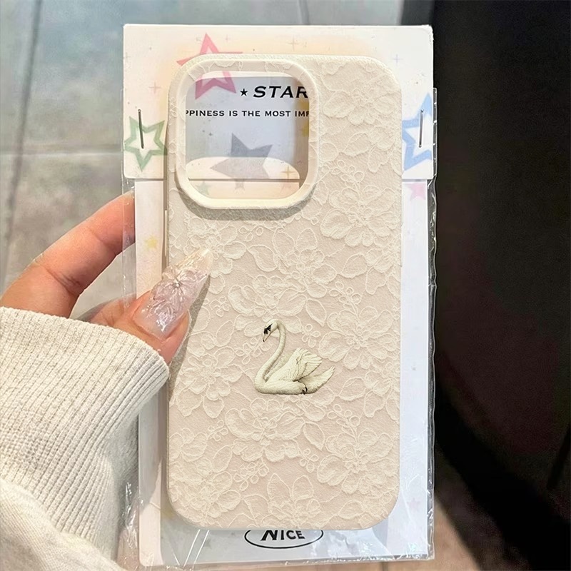 Lace Swan Pattern Lychee Textu - огляд і ціна Phone Cases Iphone 16